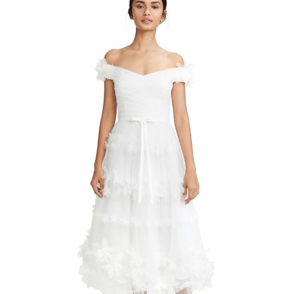 Marchesa Notte Tulle Tea Length Gown - Picture 6 of 7